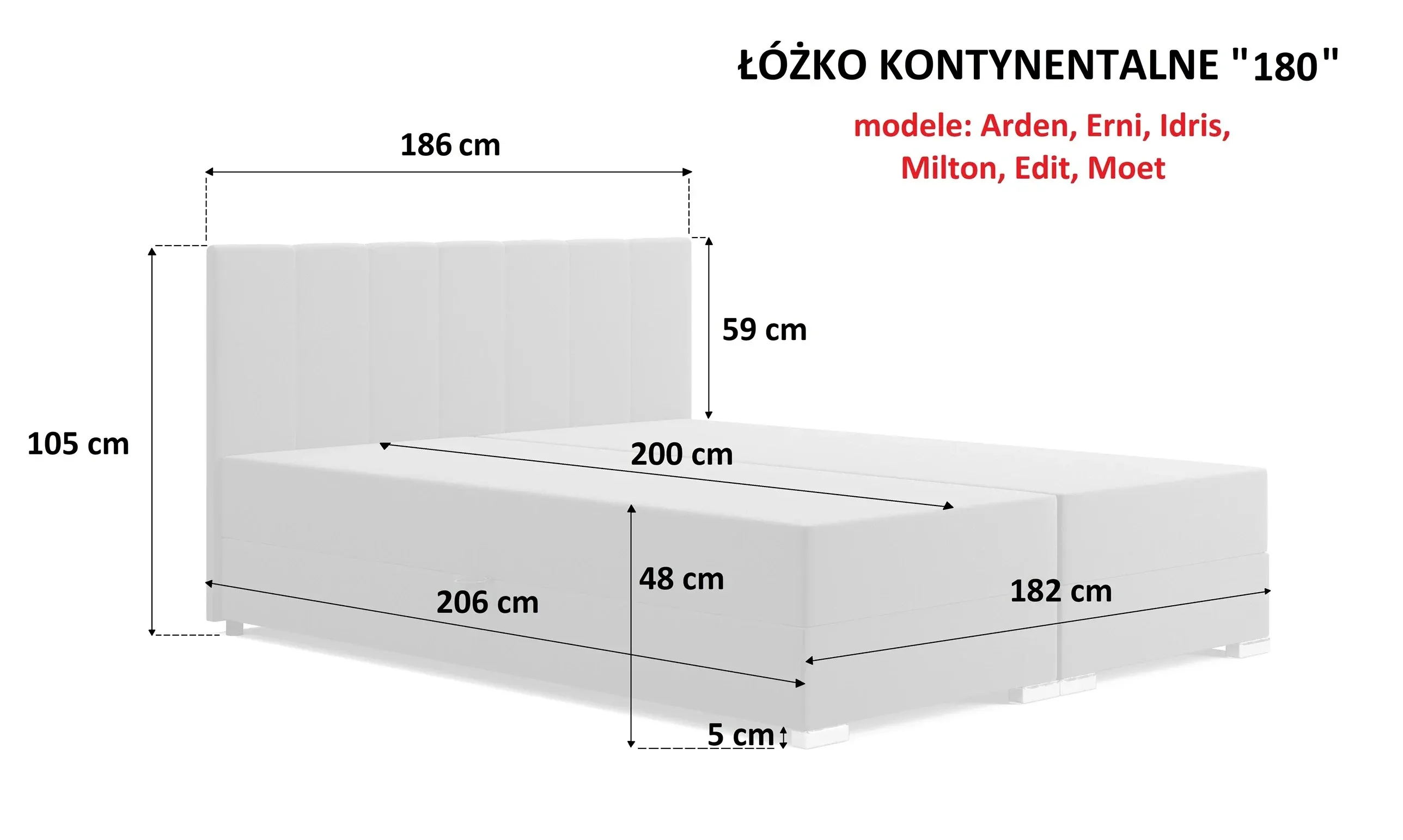 Łóżko Kontynentalne Arden 160x200