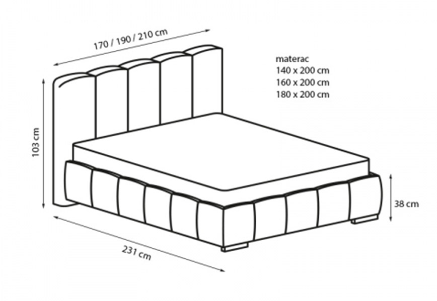 Łóżko Carrera 160x200 New Elegance Furniture