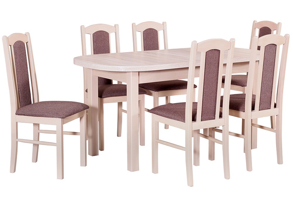 Stół Wenus-P I (80x160-200) + 6 Krzeseł Boss VII