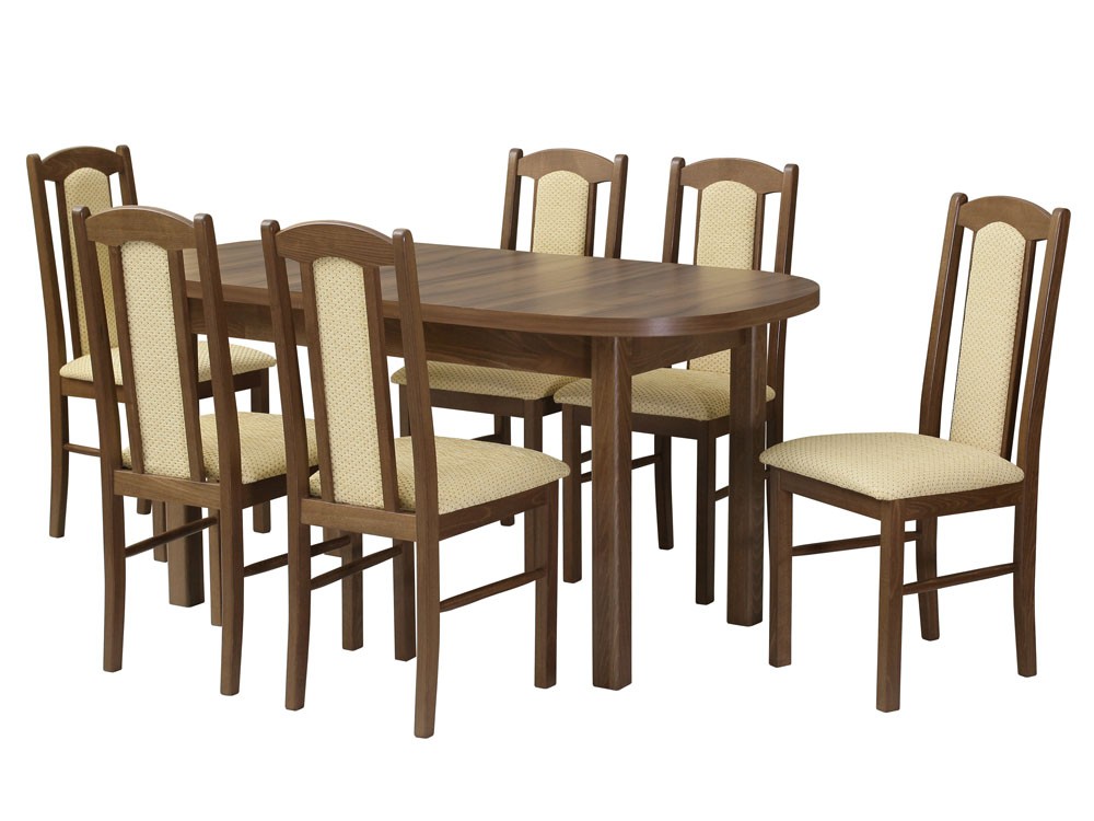 Stół Wenus-P I (80x160-200) + 6 Krzeseł Boss VII