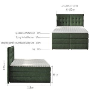 Łóżko kontynentalne Fendy 140x200