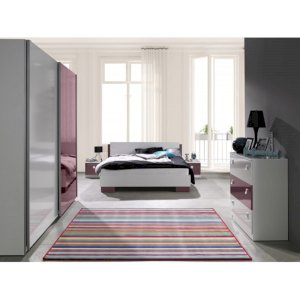 Sypialnia Lux Biały + Fioletowy Połysk