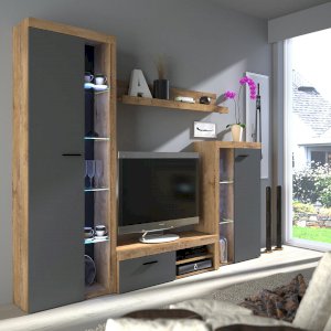 Meblościanka Rumba Dąb Lefkas + Grafit