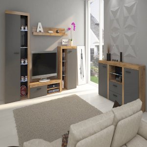 Meblościanka Rumba Dąb Lefkas + Grafit