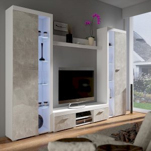Meblościanka Rumba XL Biały + Beton Jasny