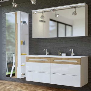 Zestaw mebli łazienkowych Galaxy White 120 cm z umywalką Zestaw mebli łazienkowych Galaxy White 120 cm z umywalką