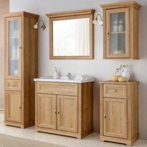 Klasyczne meble łazienkowe Palace dąb 80 cm z umywlką