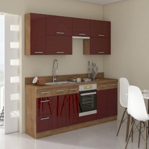 Meble kuchenne Vigo Bordo Połysk zestaw 260/72