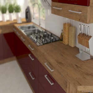 Meble kuchenne Vigo Bordo Połysk zestaw 260/72