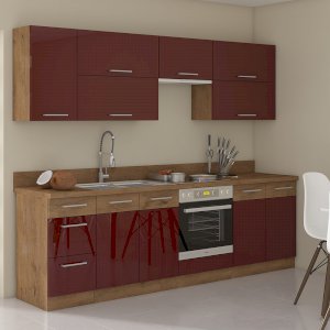 Meble kuchenne Vigo Bordo Połysk zestaw 260/72 Meble kuchenne Vigo Bordo Połysk zestaw 260/72