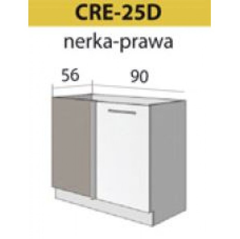 Szafka kuchenna Creativa 25D narożna z pólką wiórową prawy Szary Połysk