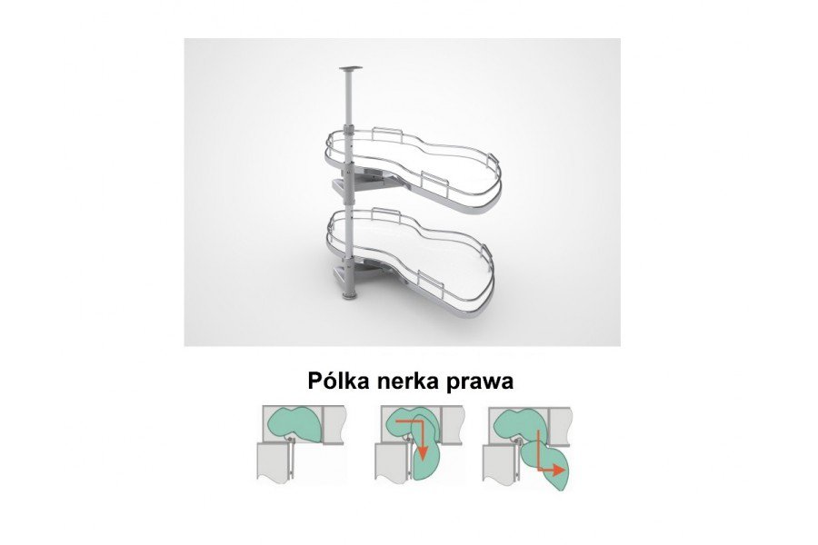 Szafka kuchenna Creativa 25D narożna + nerka prawy Szary Połysk