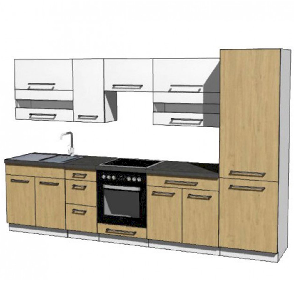 Meble kuchenne Creativa zest. Podstawowy z zabudową Lodówki Dąb