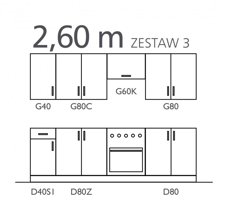 Meble kuchenne Aspen White 260
