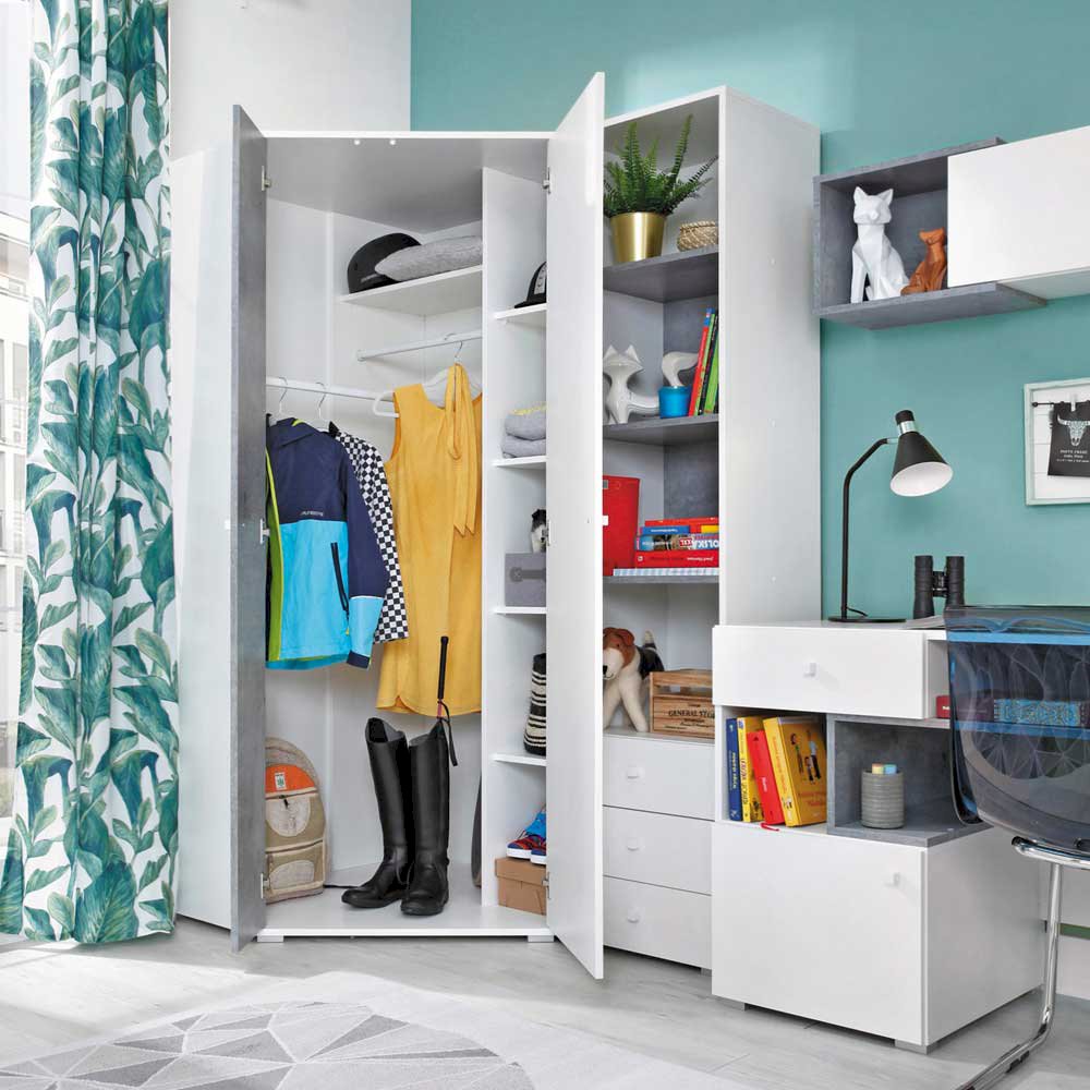 Szafa Narożna Sigma SI2 Biały + Beton