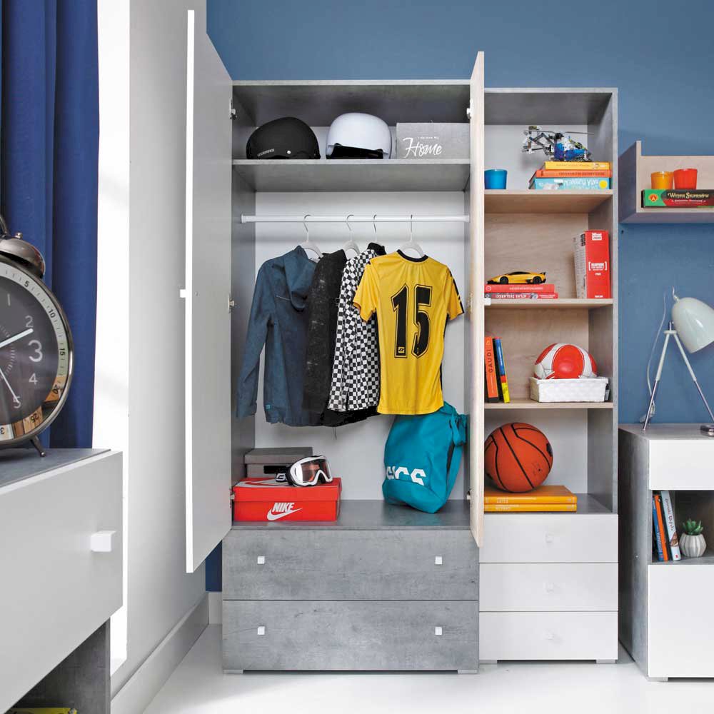 Szafa Sigma SI3 Biały + Beton + Dąb