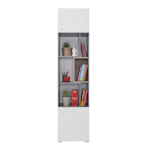 Regał Sigma SI6 Biały + Beton + Dąb
