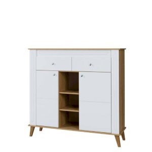 Komoda Sonia SN5 Biały Połysk + Dąb Grand