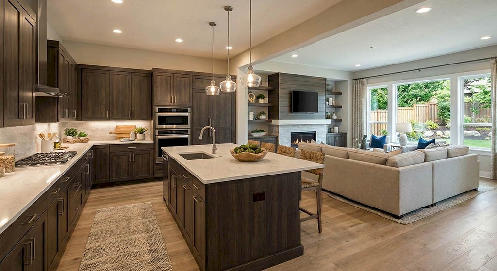 Aneks kuchenny otwarty na salon – jak spójnie dobrać meble kuchenne i pokojowe?