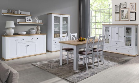 MEBLE DO SALONU MEZO BIEL ALPEJSKA + DĄB GRAND