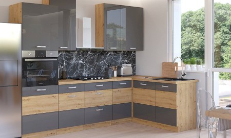 MEBLE KUCHENNE ARTISAN SZARY POŁYSK