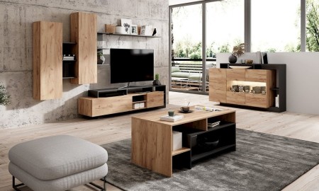 MEBLE POKOJOWE ALVA DĄB CRAFT+ANTRACYT