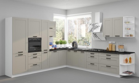 MEBLE KUCHENNE LUNA CLAY GREY + BIAŁY MAT