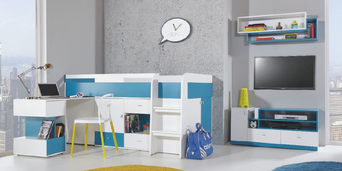 Łóżko piętrowe z biurkiem Mobi MO21