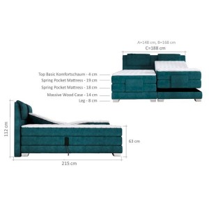 Łóżko kontynentalne Wave 160x200