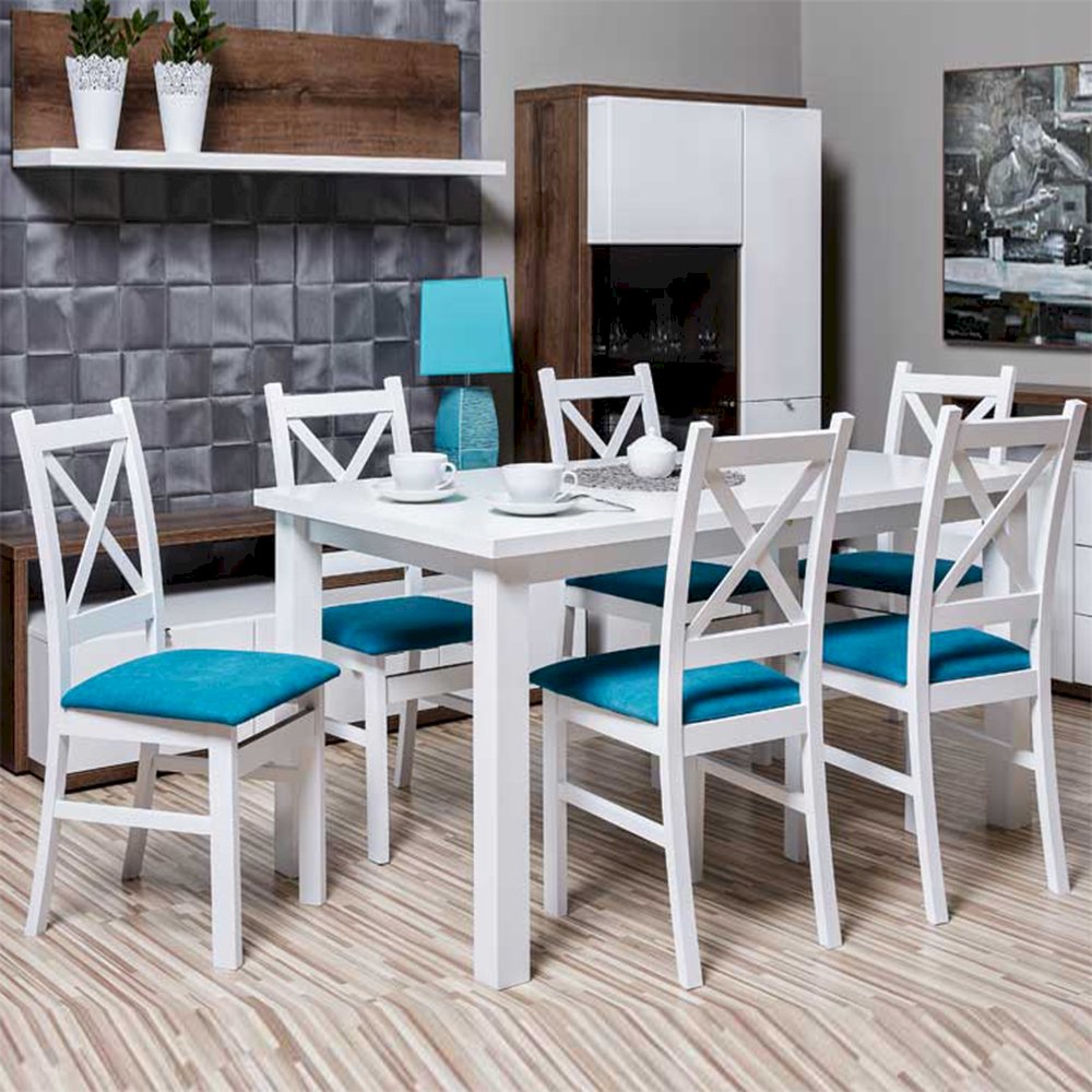 Stół Laminat 9 + 6 krzeseł Krzyżak (zest. FX32)