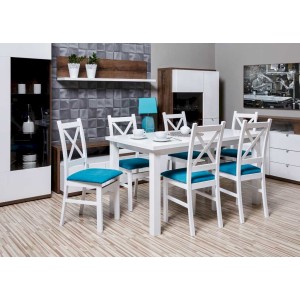 Stół Laminat 9 + 6 krzeseł Krzyżak (zest. FX32)