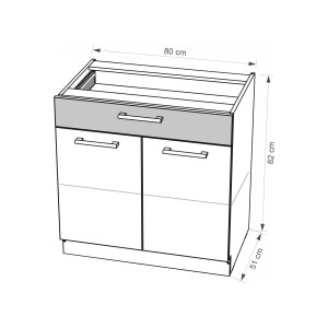 Szafka Kuchenna Creativa 6D z szufladą Szary Połysk