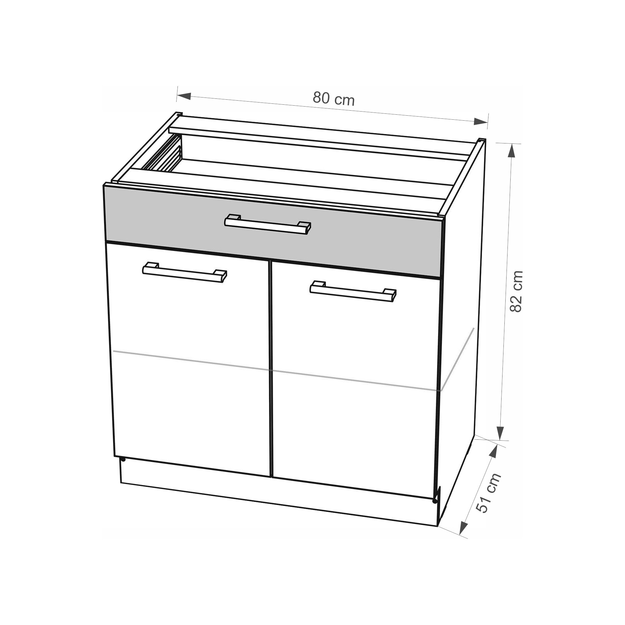 Szafka Kuchenna Creativa 6D z szufladą Szary Połysk