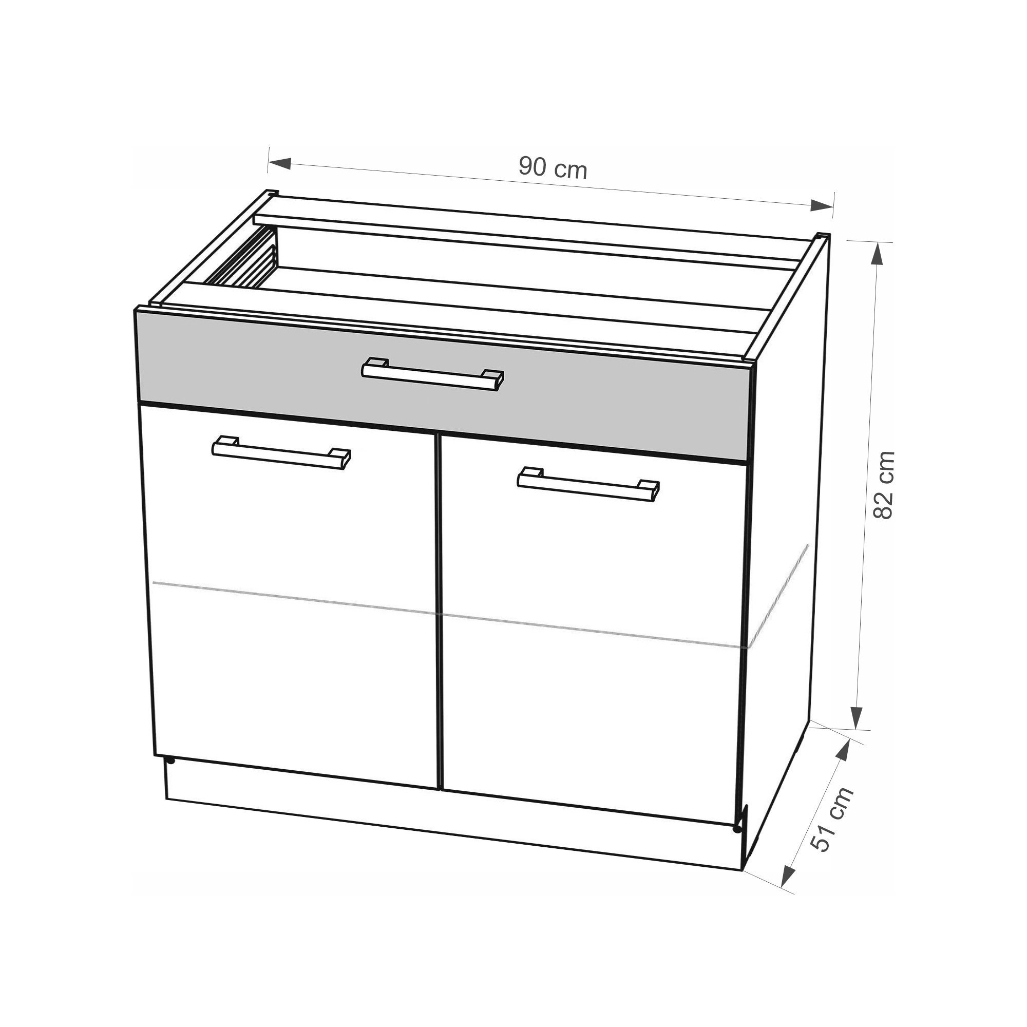 Szafka Kuchenna Creativa 7D z szufladą Szary Połysk