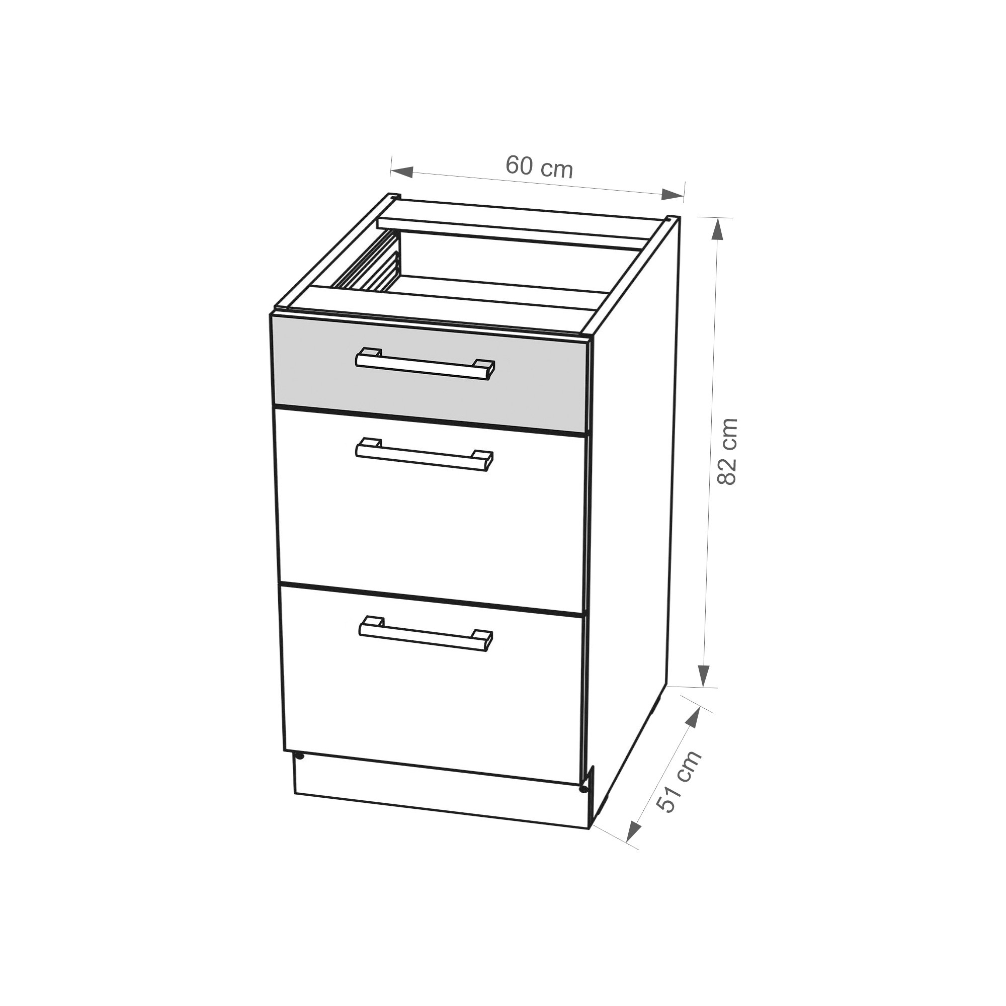 Szafka Kuchenna Creativa 10D z szufladami Szary Połysk