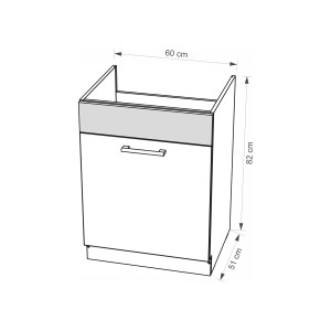 Szafka kuchenna Creativa 11D pod zlewozmywak Szary Połysk