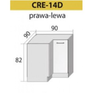 Szafka kuchenna Creativa 16D narożna z pólką wiórową Szary Połysk