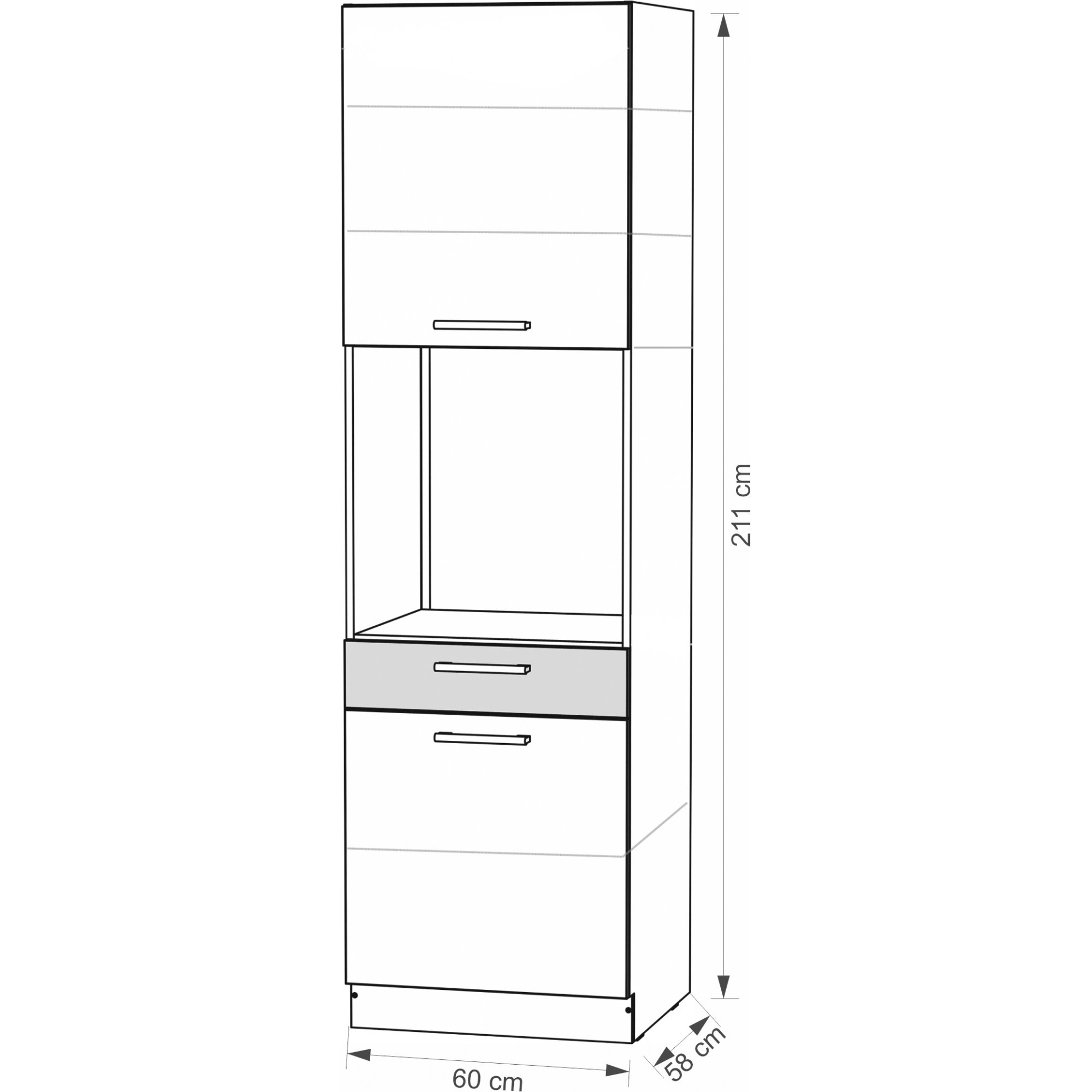 Szafka kuchenna Creativa 20D wysoka Szary Połysk