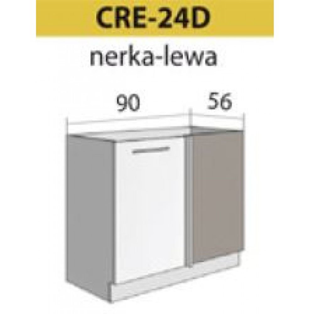 Szafka kuchenna Creativa 24D narożna + nerka lewy Szary Połysk