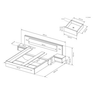 Łóżko Xelo z LED dąb craft złoty + biały 