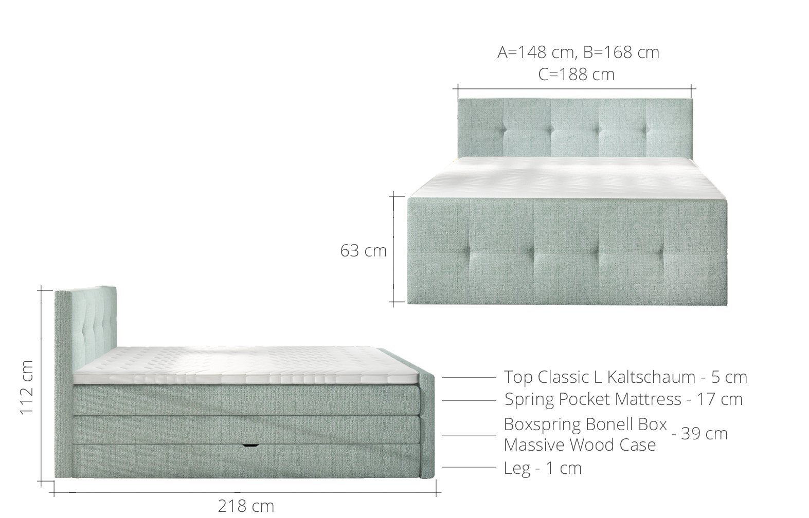 Łóżko kontynentalne Medino 180x200