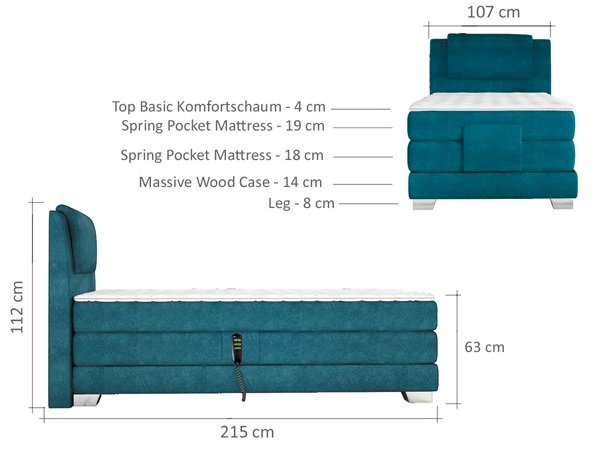 Łóżko kontynentalne Wave 100x200