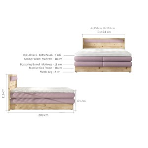 Łóżko kontynentalne z pojemnikiem Diori 180x200