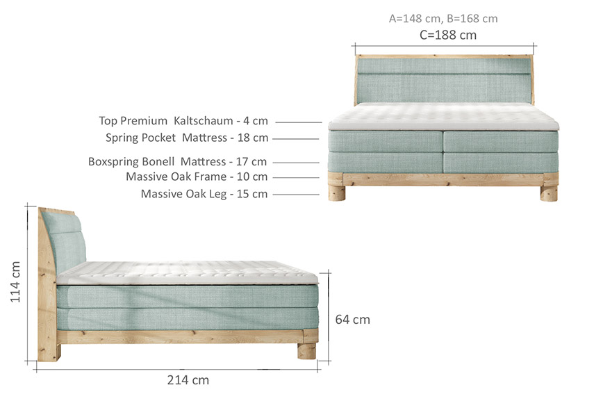 Łóżko kontynentalne Donna 180x200