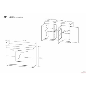 Komoda Link 120 Dąb Sonoma 3D