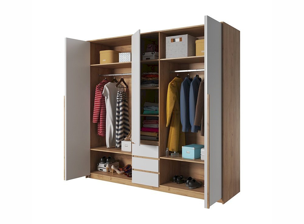 Szafa Xelo 230 z Led dąb craft złoty + biały