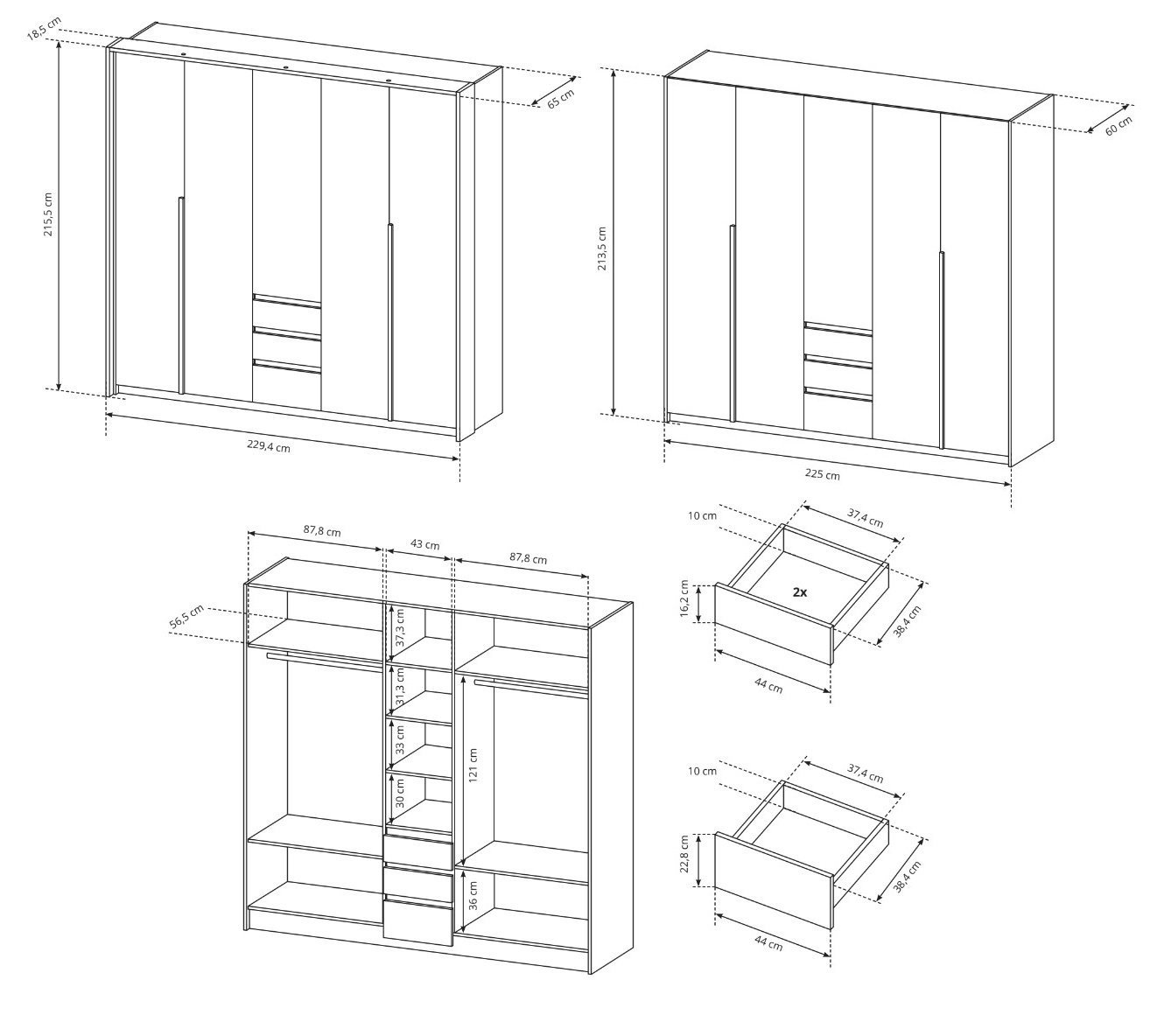 Szafa Xelo 230 z Led dąb craft złoty + biały