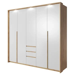 Szafa Xelo 230 z Led dąb craft złoty + biały