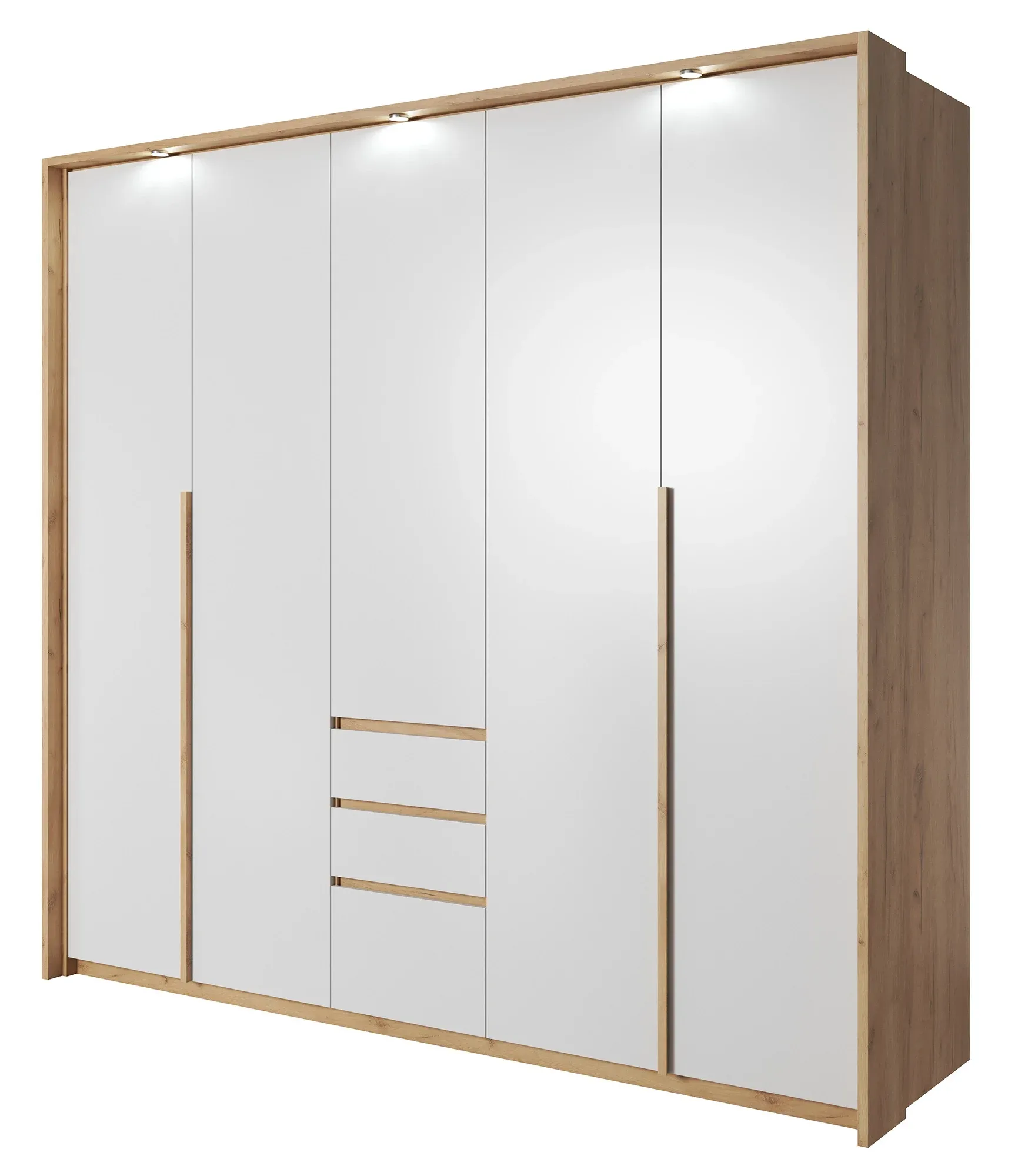 Szafa Xelo 230 z Led dąb craft złoty + biały