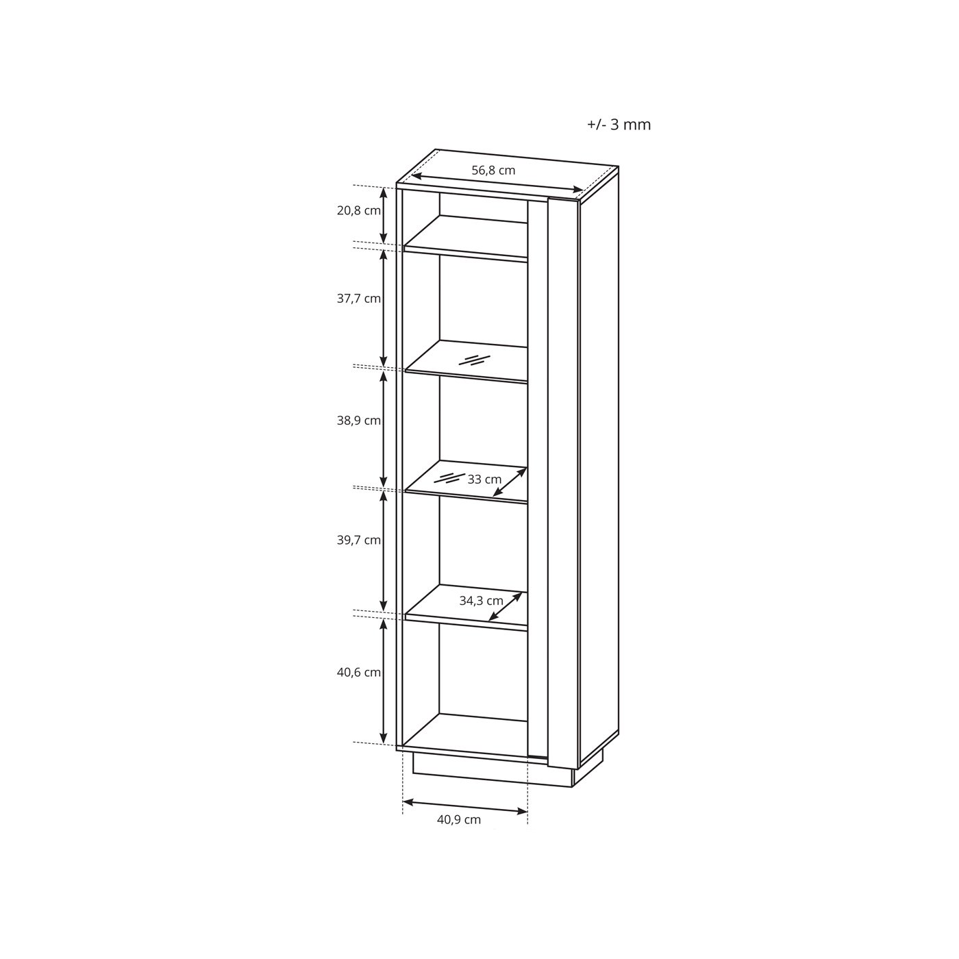 Witryna Wysoka Arco 60 Biały + Dąb Grandson + Biały połysk